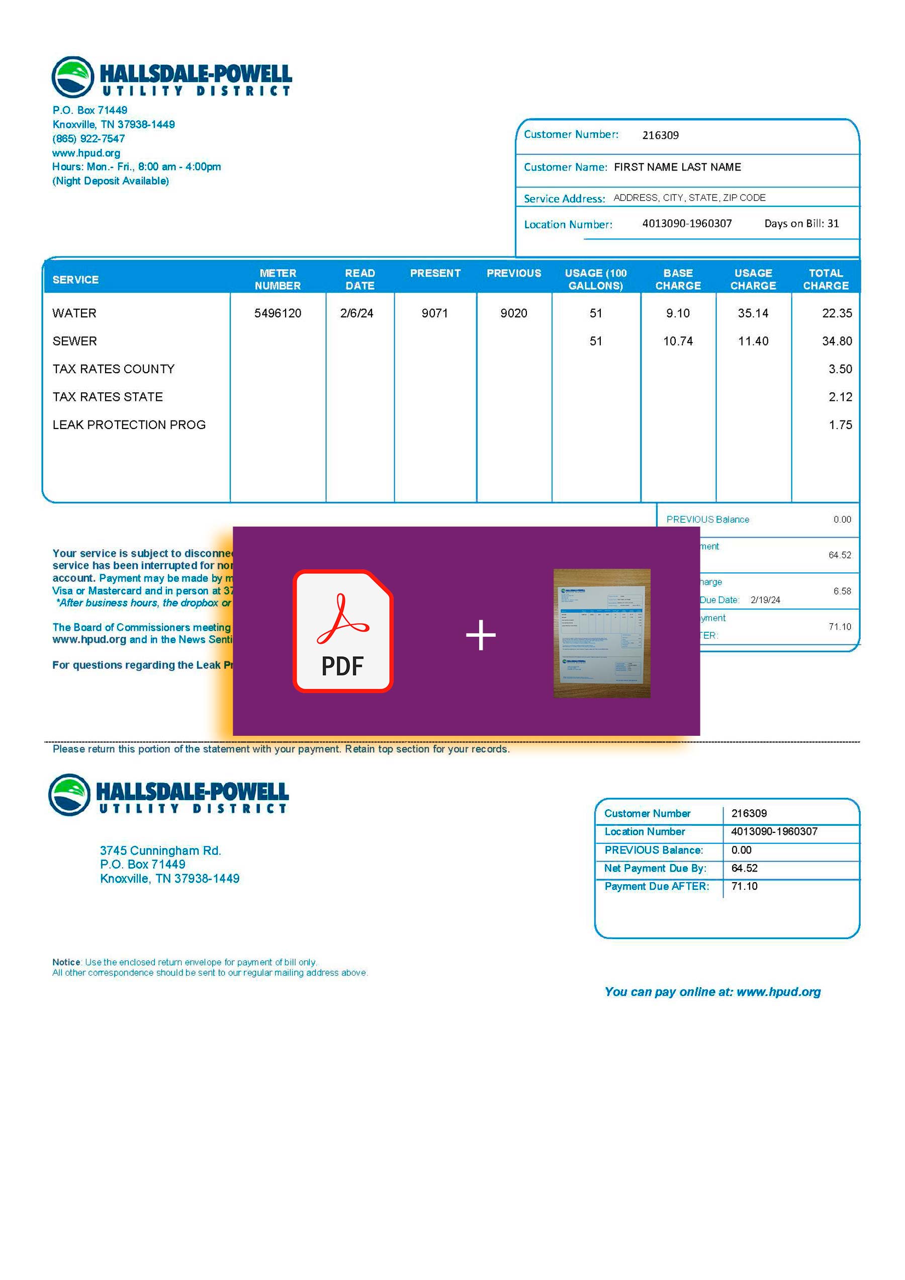 Tennesse {Provider} document for {State} – proof-of-address label applied
