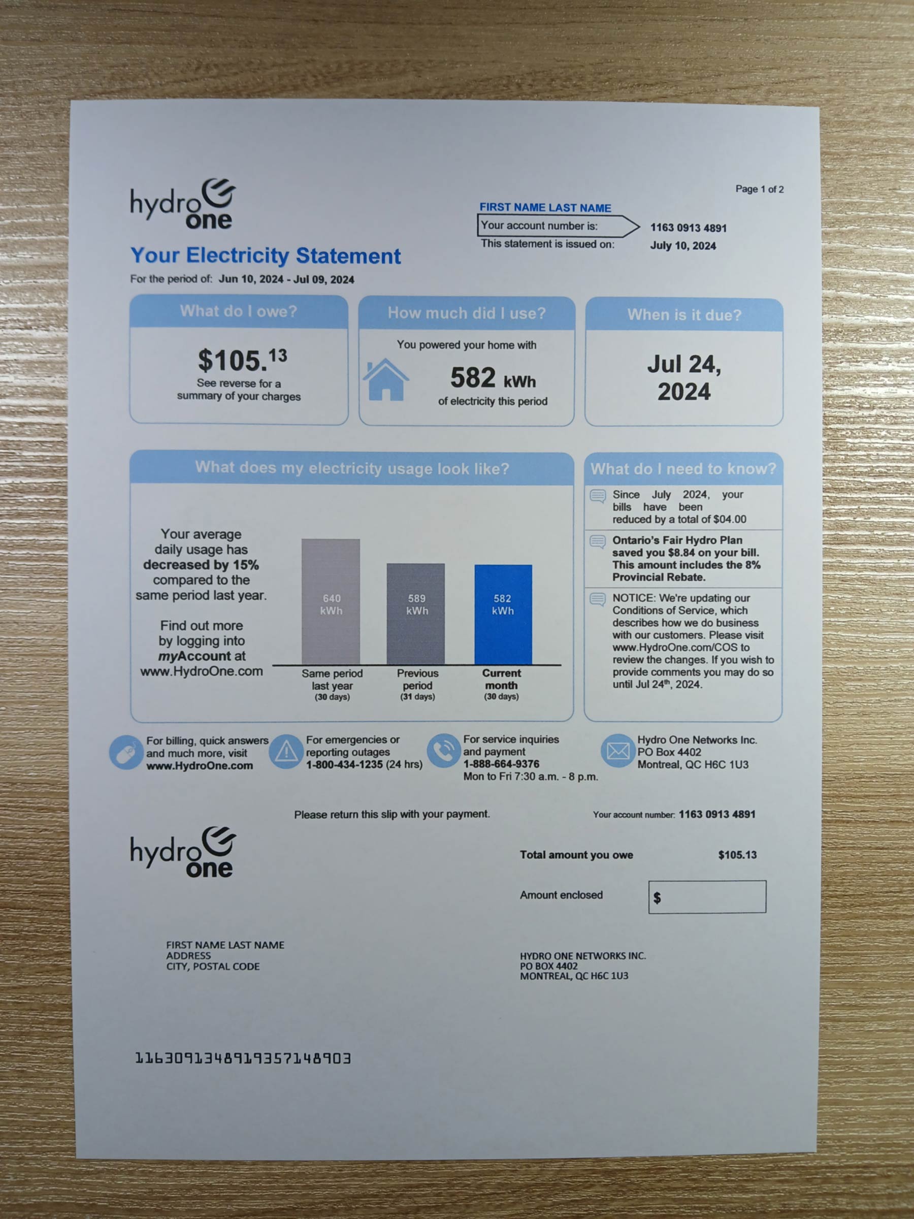 Authentic printed {Provider} bill from {State} – proof of address example