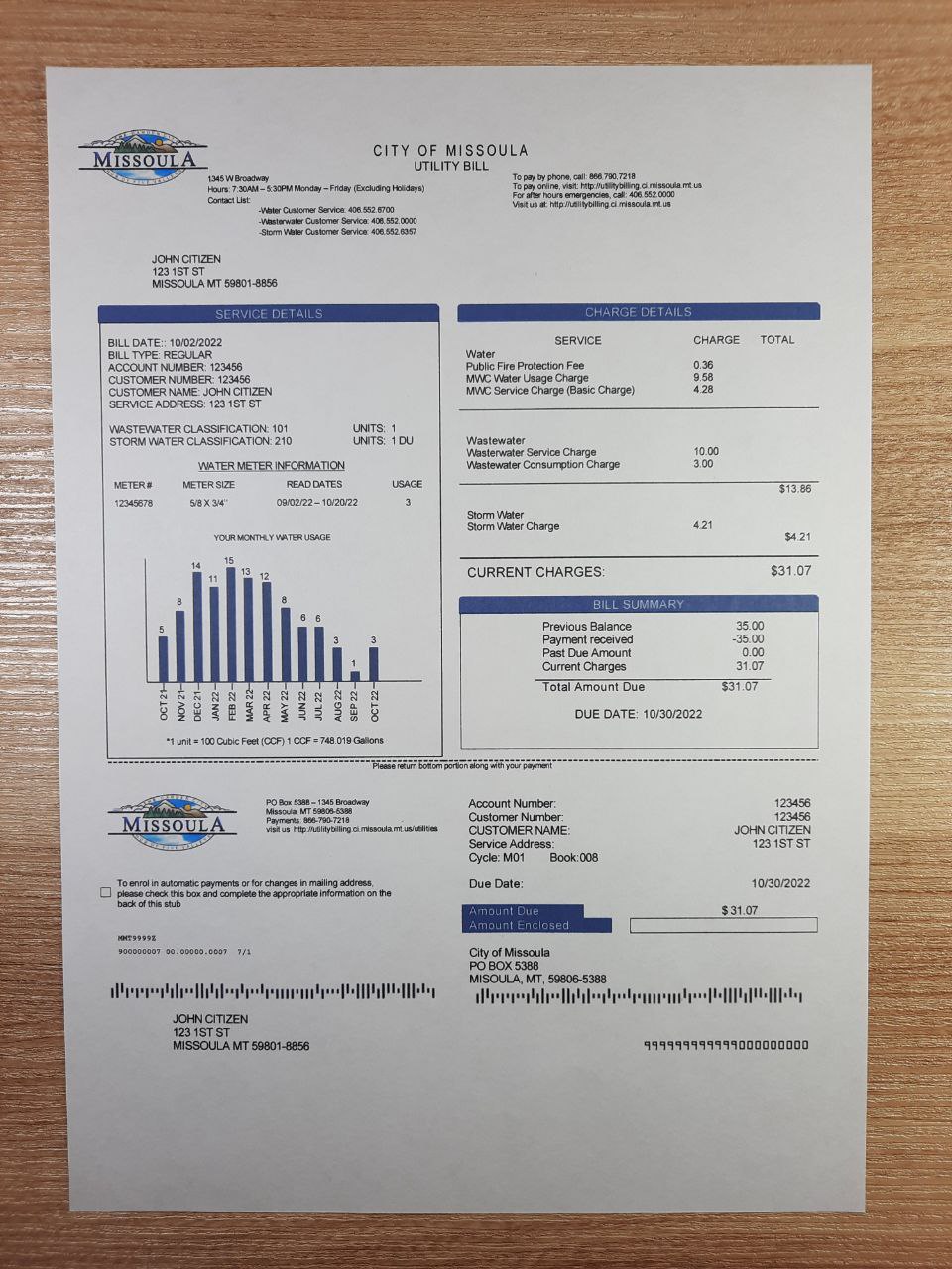 Montana utility bill creator