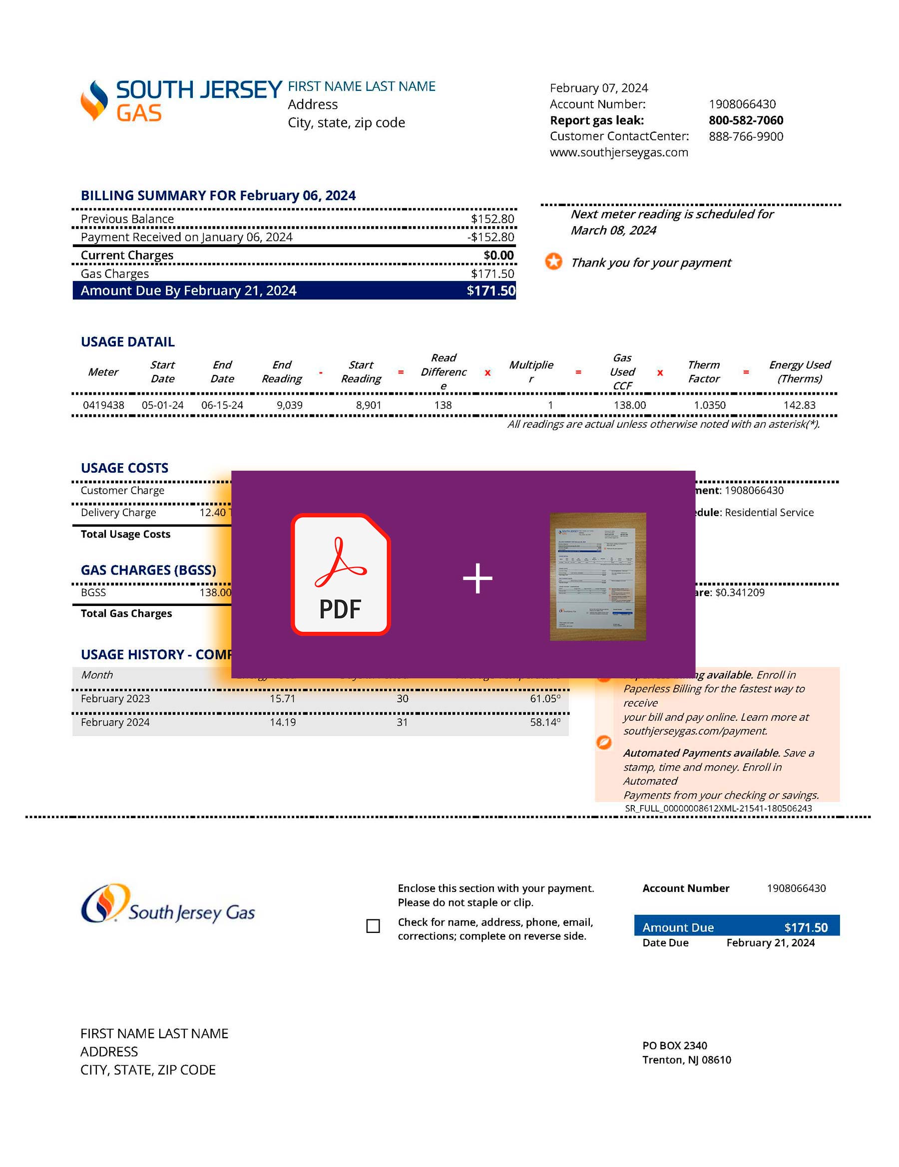 New Jersey {Provider} document for {State} – proof-of-address label applied
