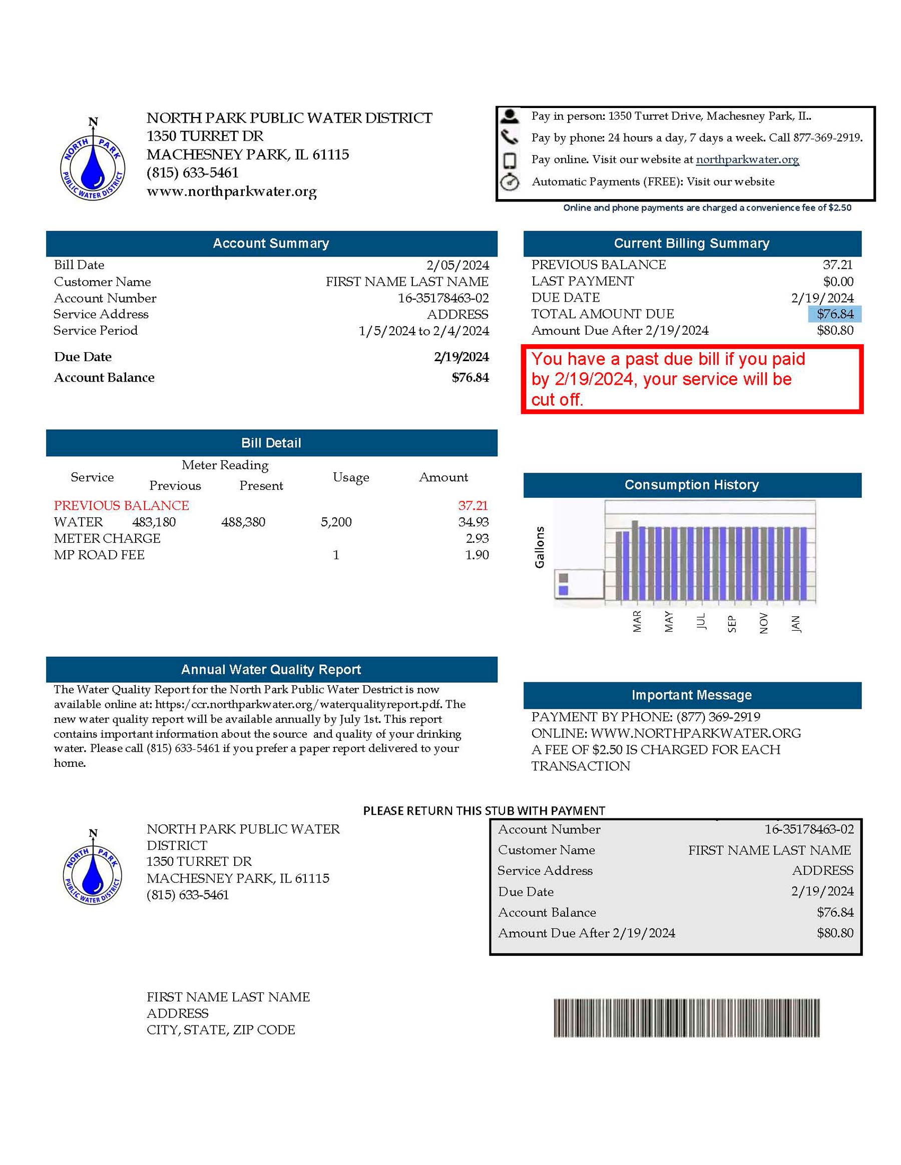 Clean layout of {Provider} {utility type} bill – editable {State} version
