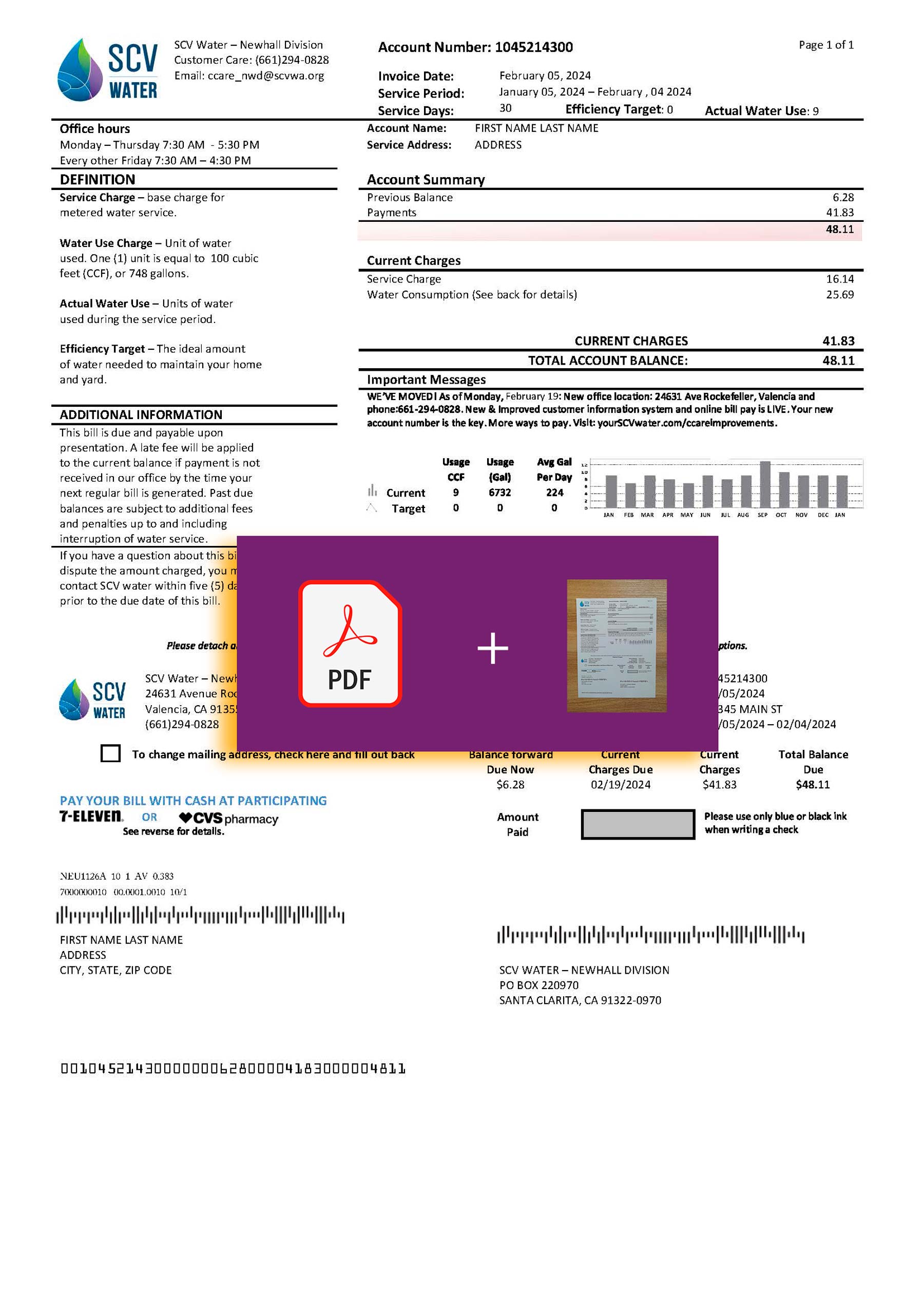 Water Verified {State} {Provider} statement – PDF with visual watermark