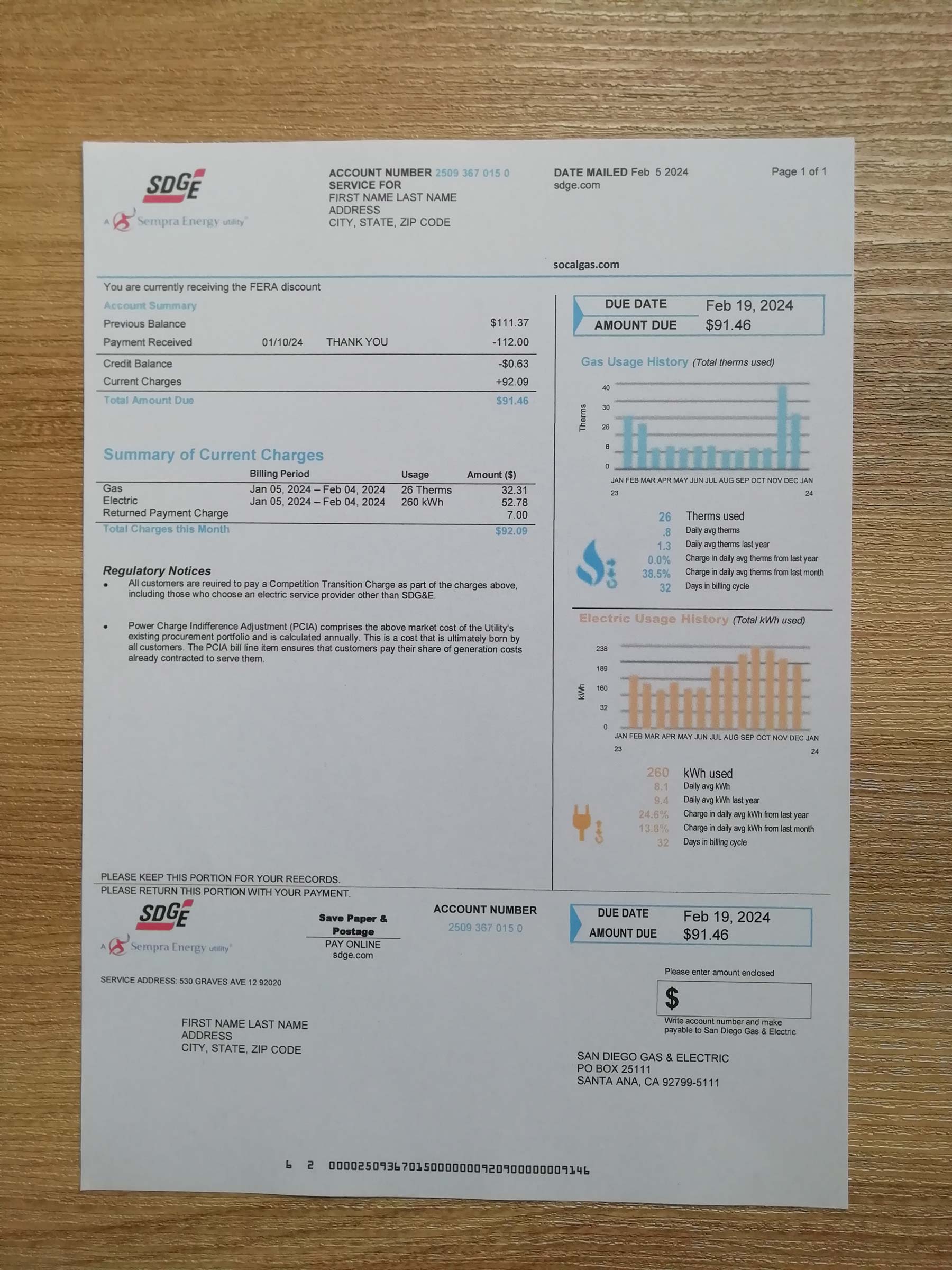 SDG&E Bill Template