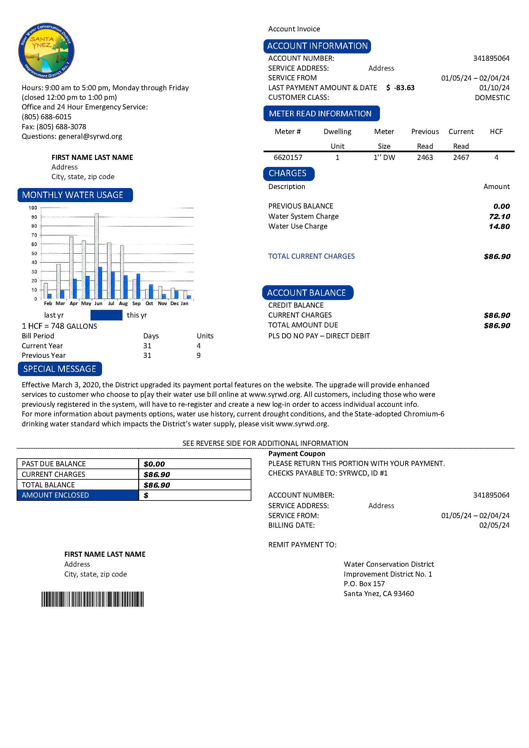 California {Provider} utility bill from {State} – customizable PDF for address proof