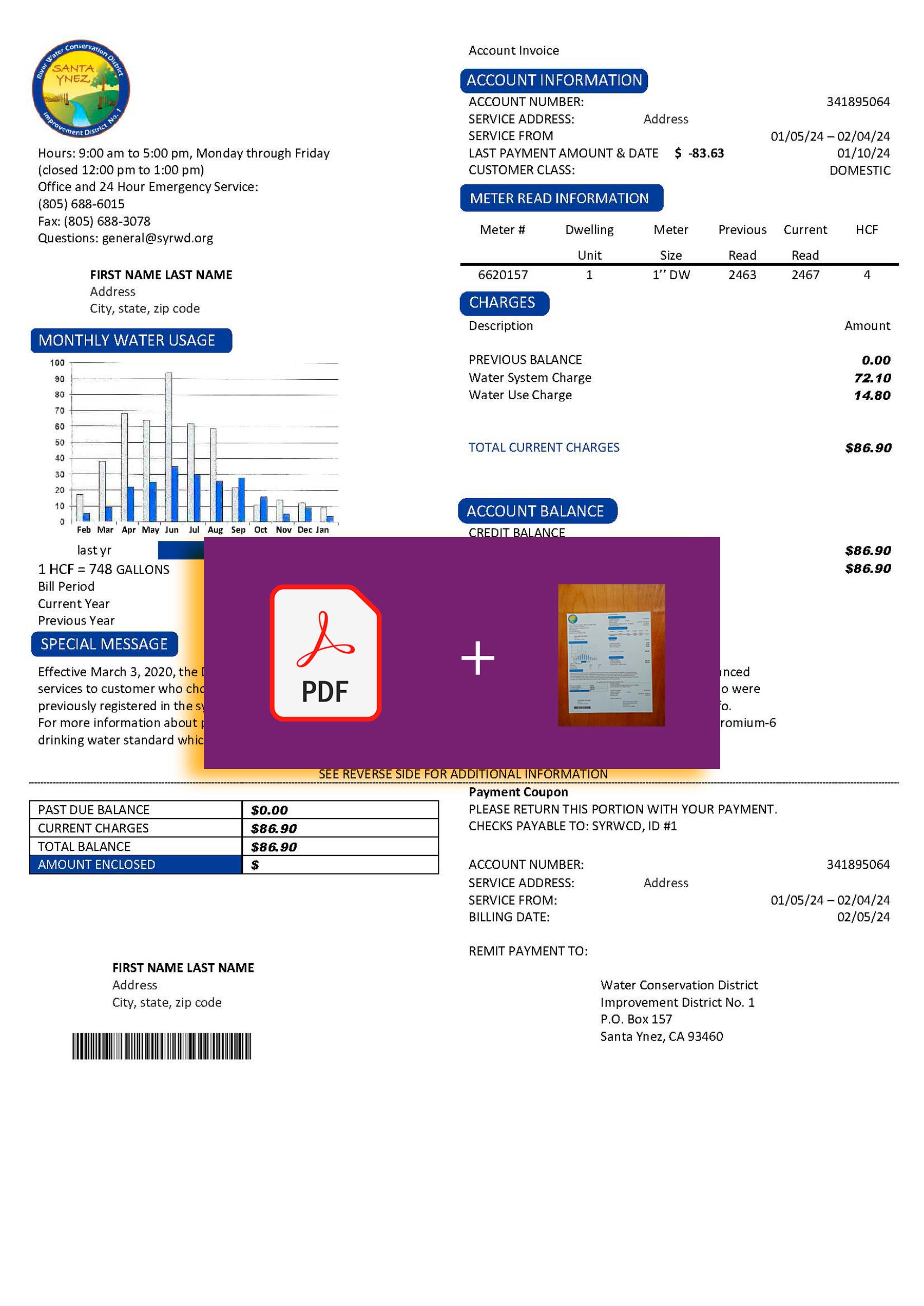 {State} {Provider} bill template – includes authenticity banner