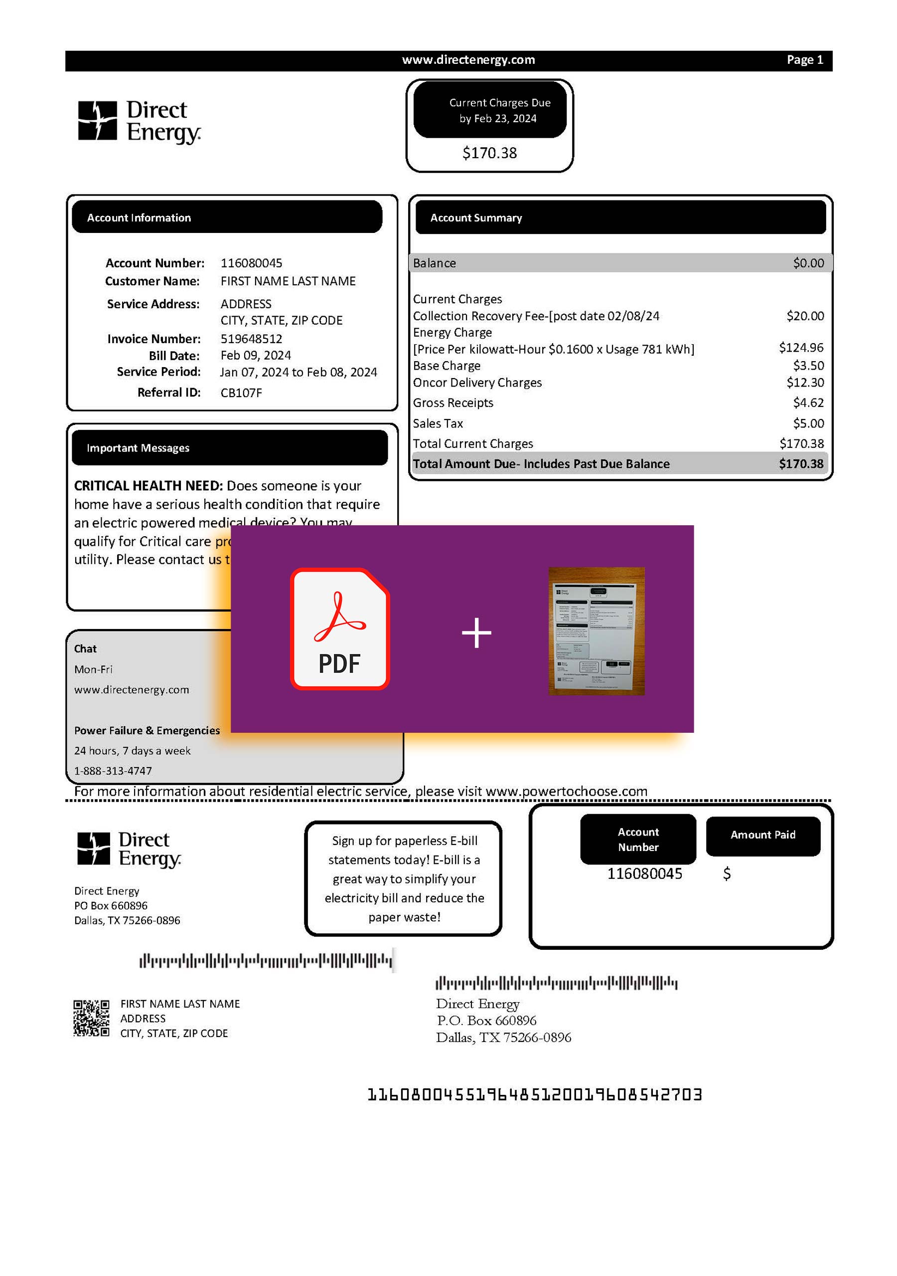 {State} Direct Energy utility file with verification stamp – ready to use
