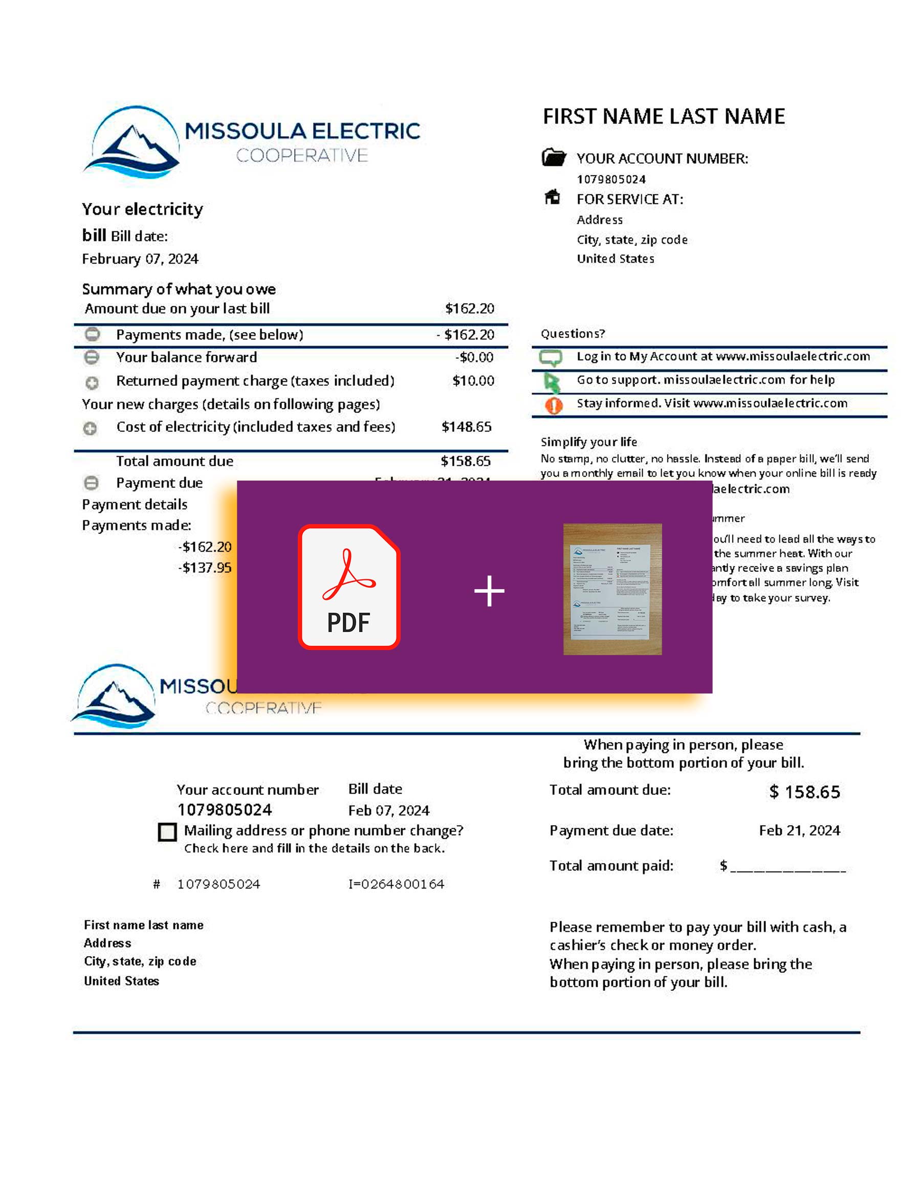 Montana {State} {Provider} bill template – includes authenticity banner