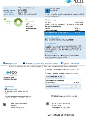PECO Utility Bill Template