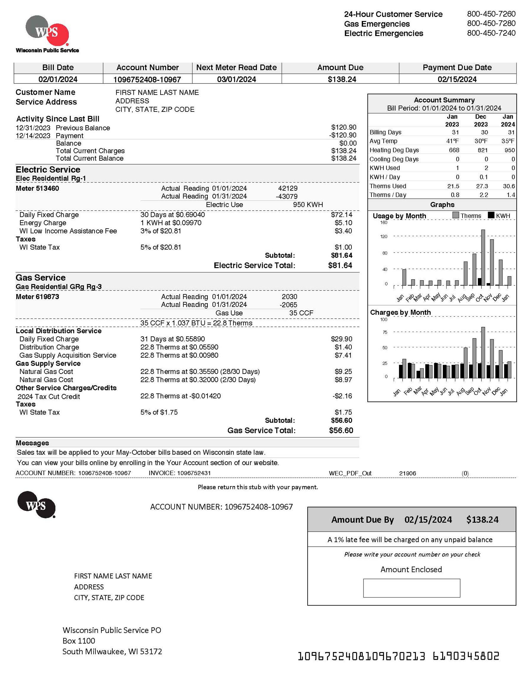 WPS utility bill from {State} – customizable PDF for address proof