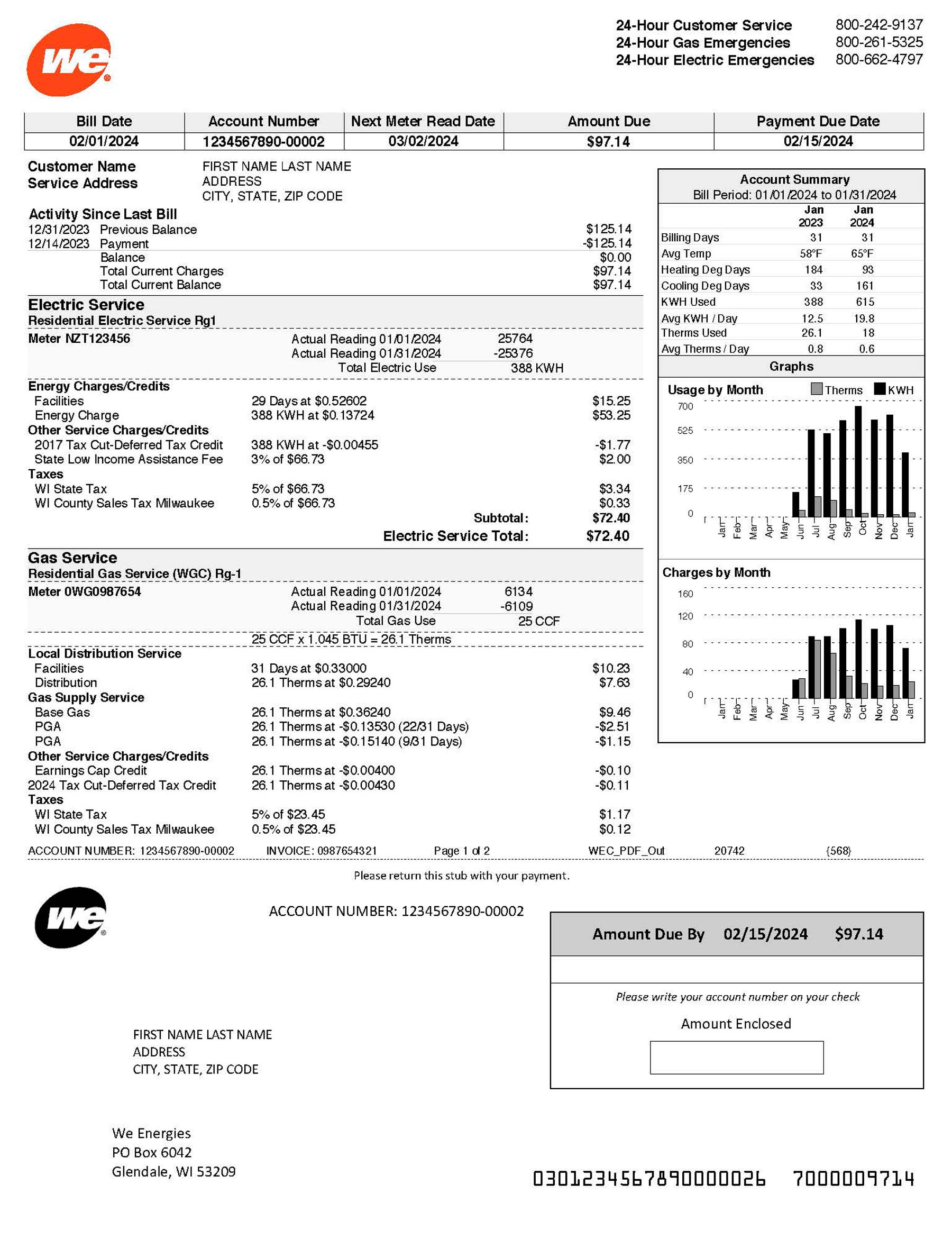 Wisconsin WE {utility type} statement from {State} – modifiable PDF template