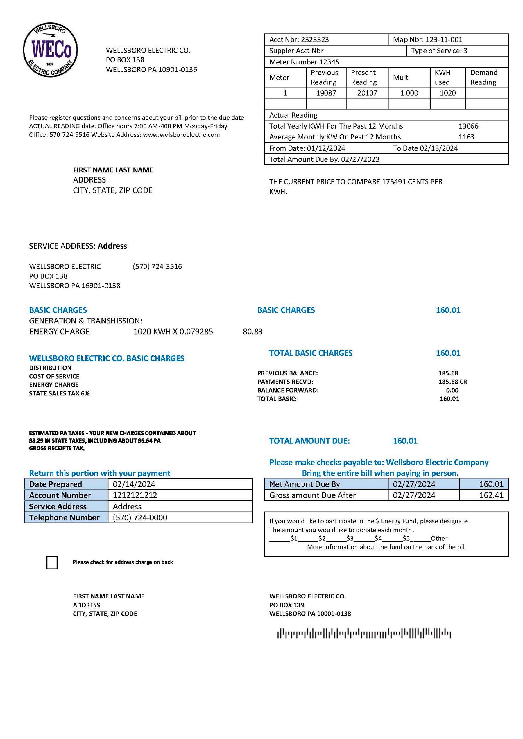 Pennsylvania {State} {Provider} A4 utility template – download and edit easily