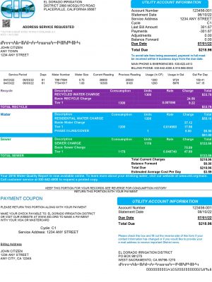 California free utility bill for proof of address