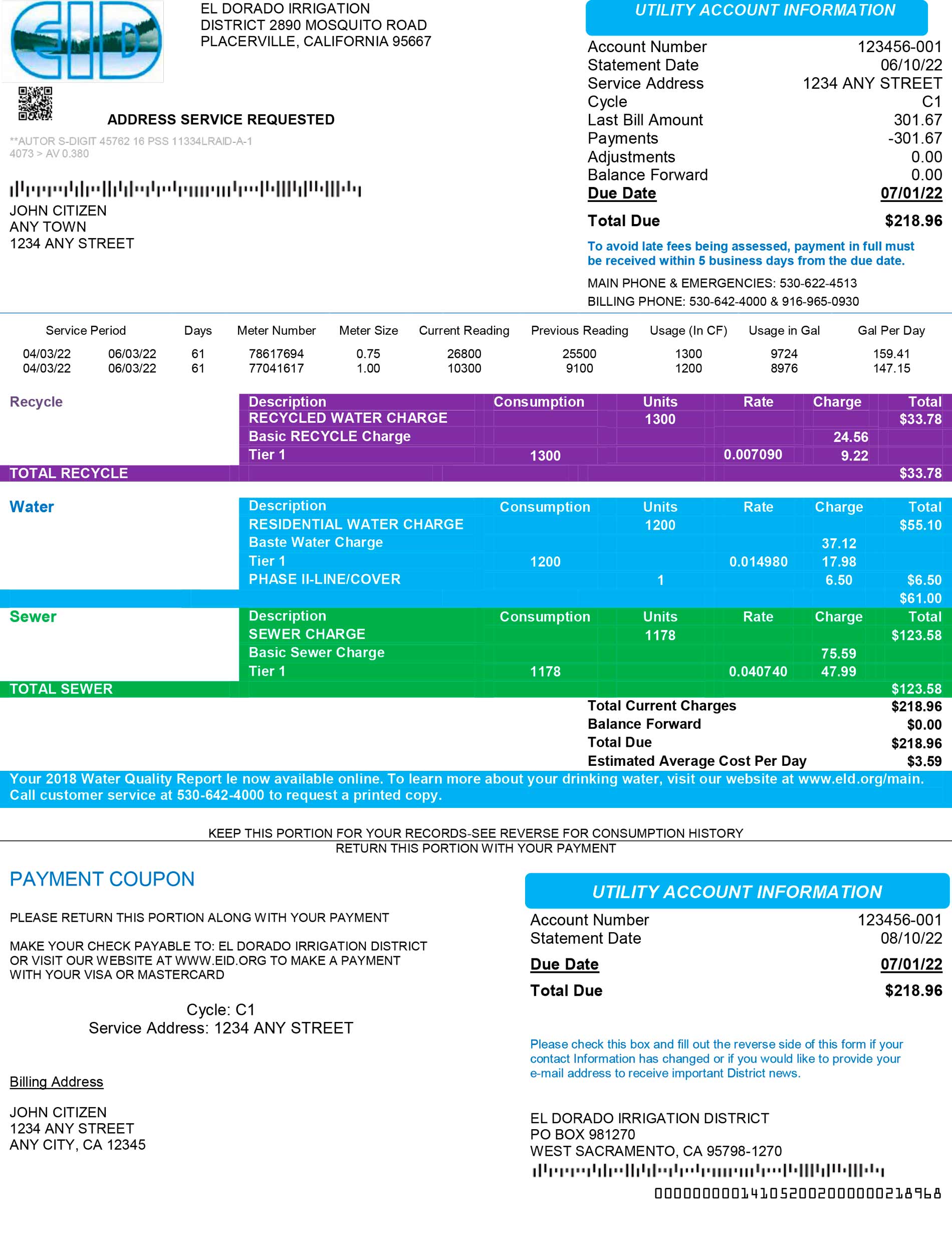 California free utility bill for proof of address