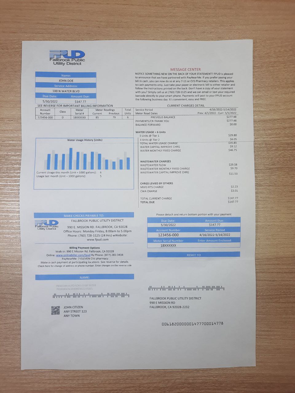 california utility bill template