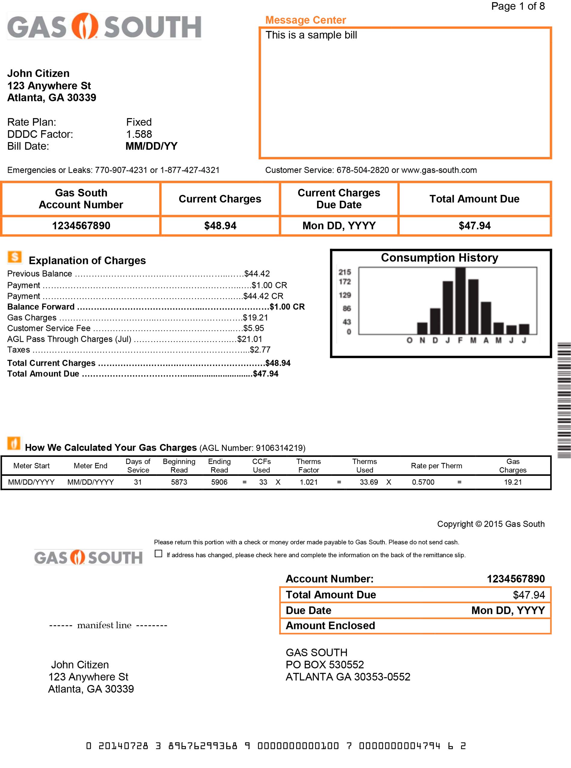 Gas South utility bill
