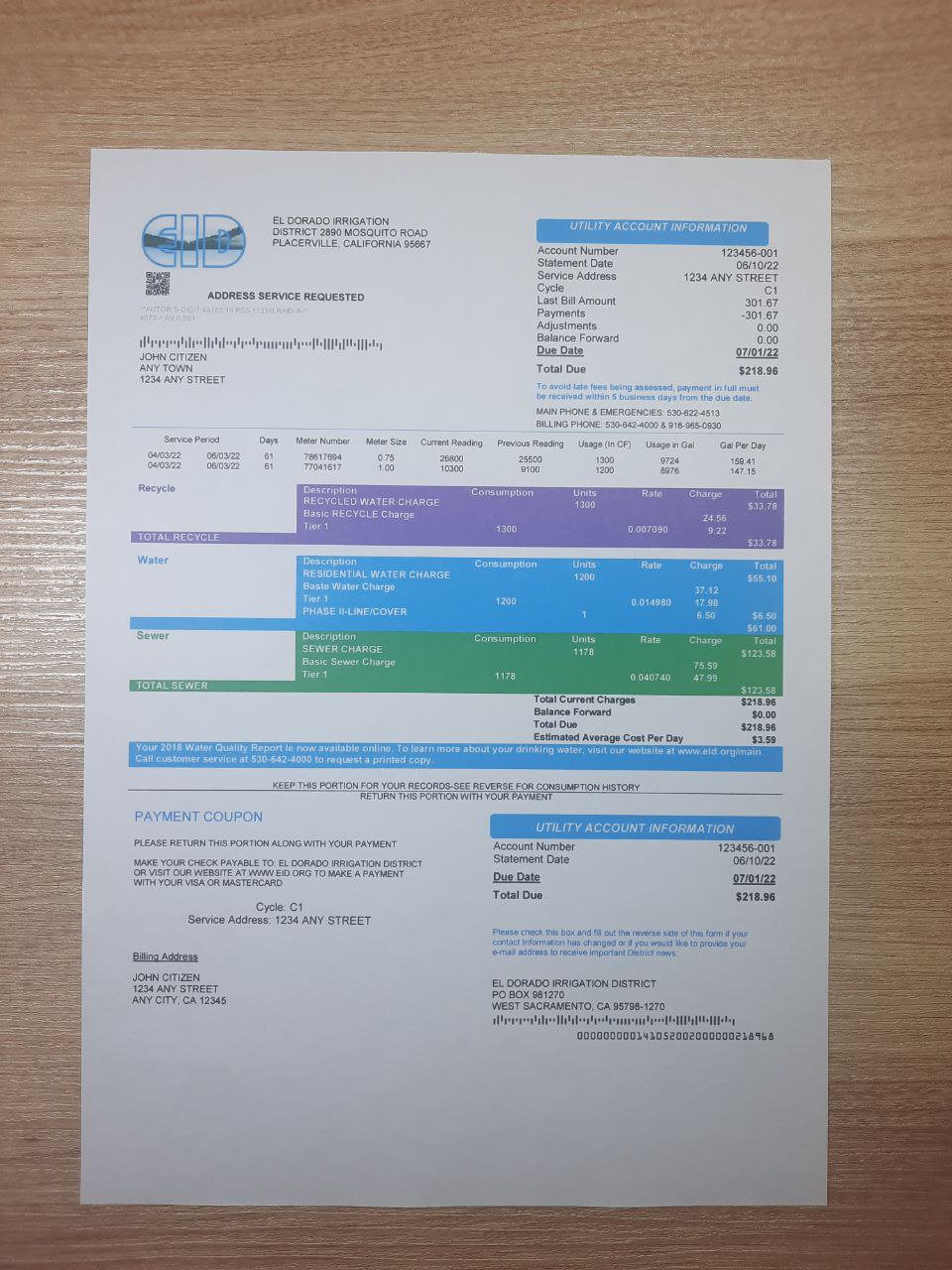 real california utility bill