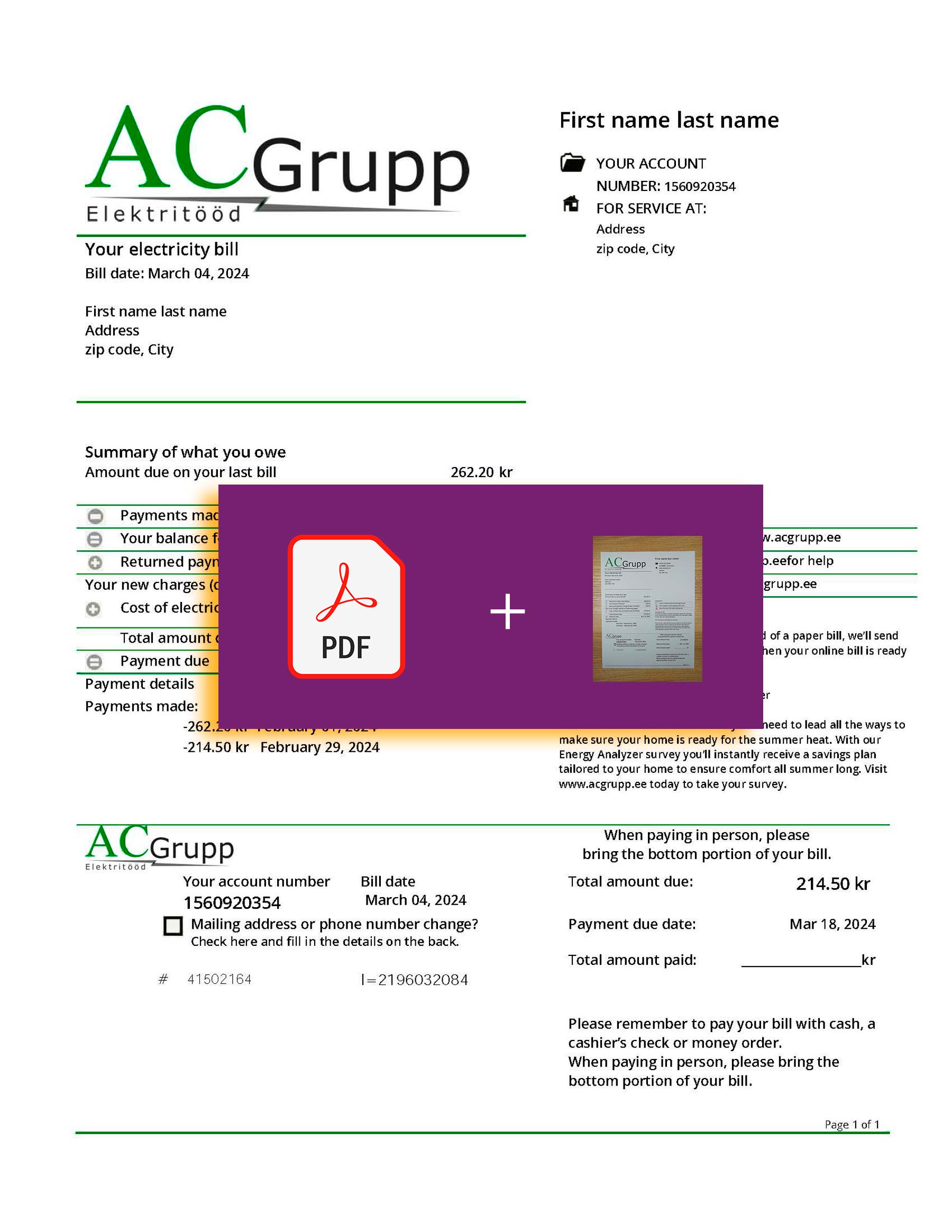AC Grupp document for {State} – proof-of-address label applied