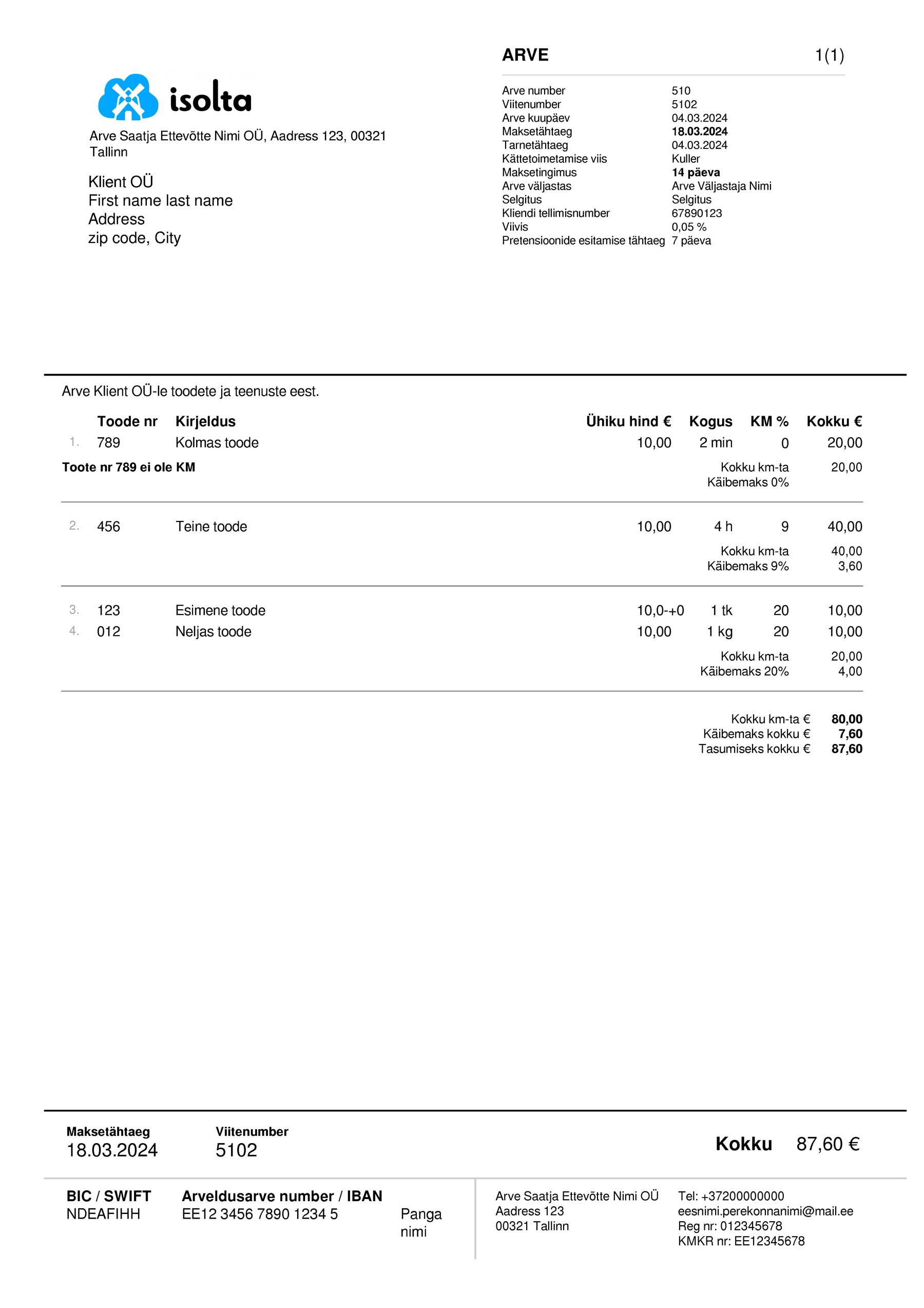 {State} Isolta A4 utility template – download and edit easily