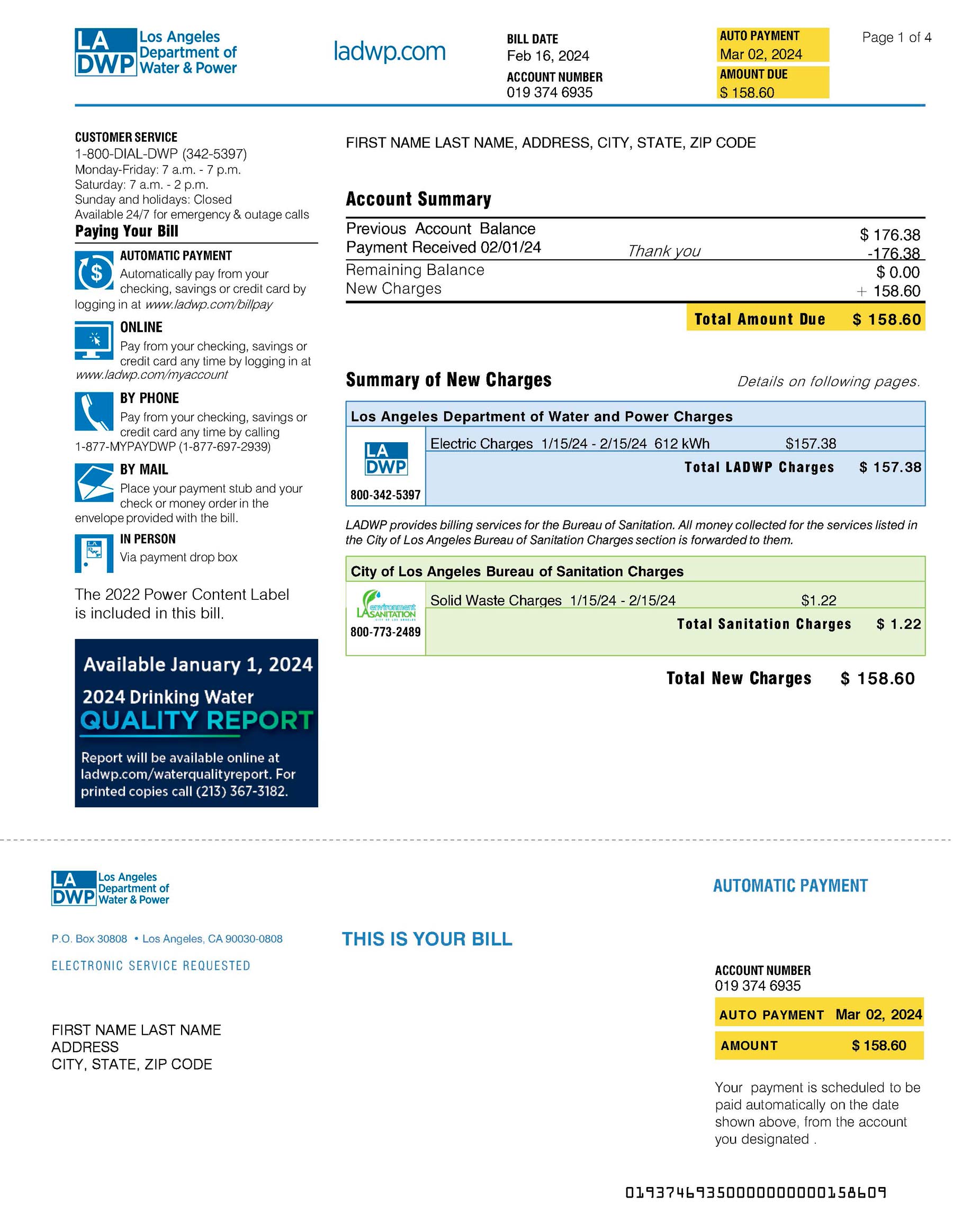 {State} Los Angeles Department of Water and Power A4 utility template – download and edit easily