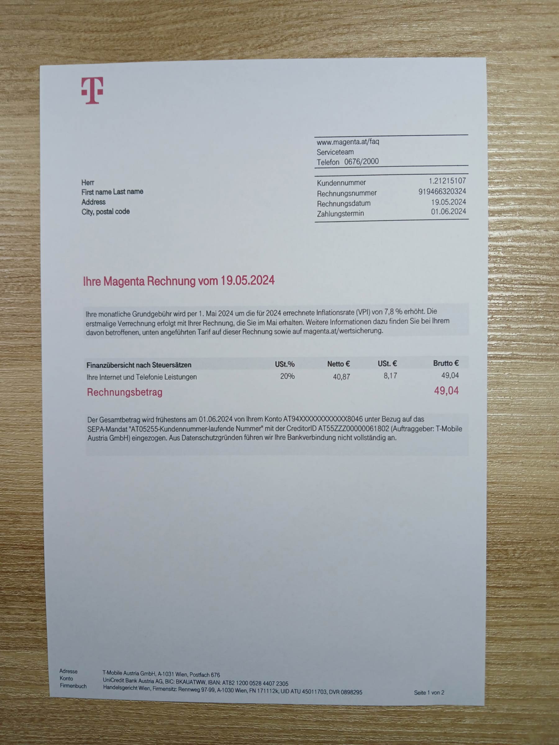 Downloadable {utility type} bill from {Provider}, {State} – banner included
