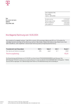 {Provider} {utility type} statement from {State} – modifiable PDF template