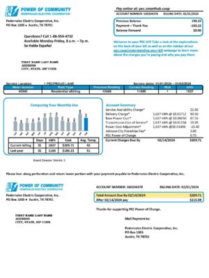 Power of Community utility bill from {State} – customizable PDF for address proof