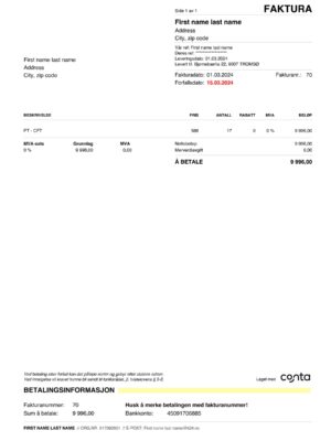 Clean layout of conta {utility type} bill – editable {State} version