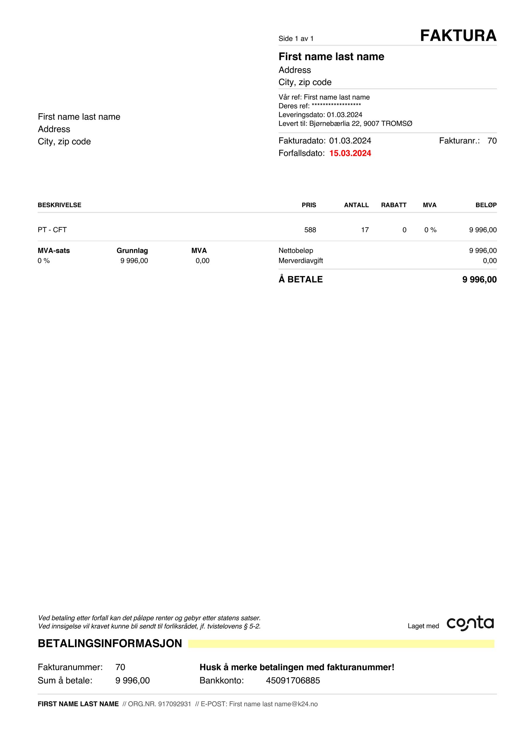 Clean layout of conta {utility type} bill – editable {State} version