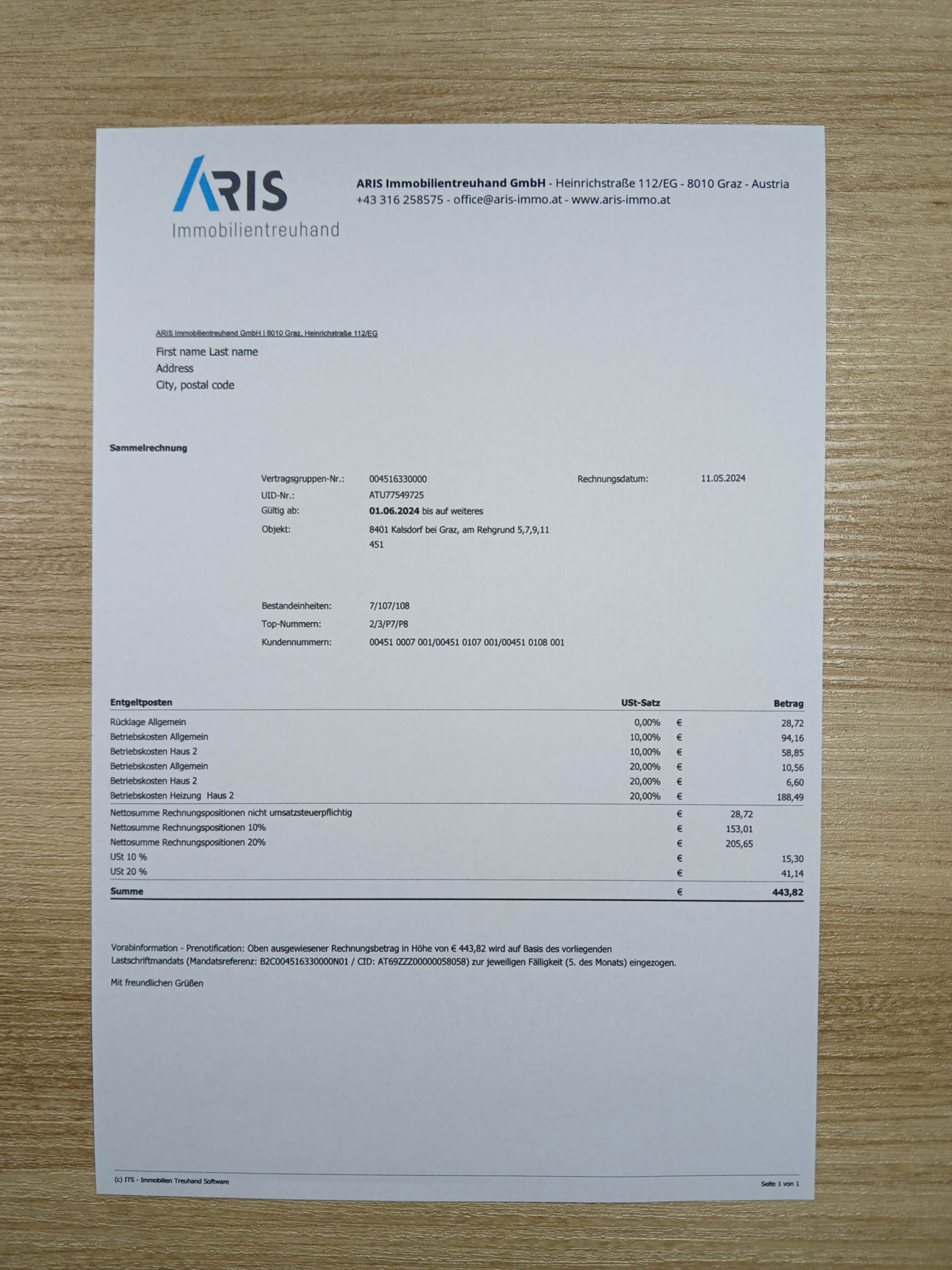 Authentic printed {Provider} bill from {State} – proof of address example