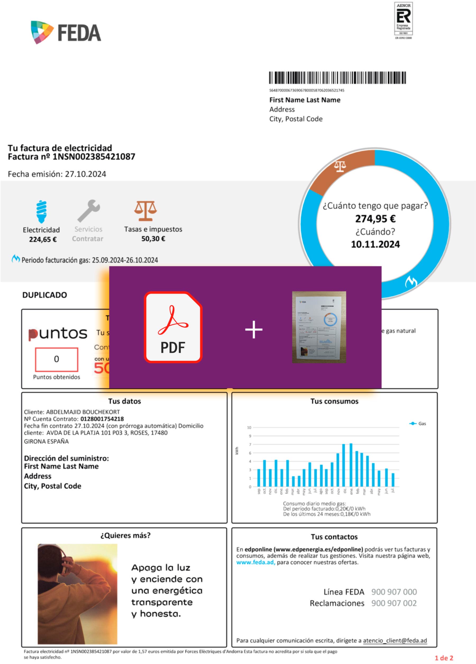 Downloadable {utility type} bill from {Provider}, {State} – banner included