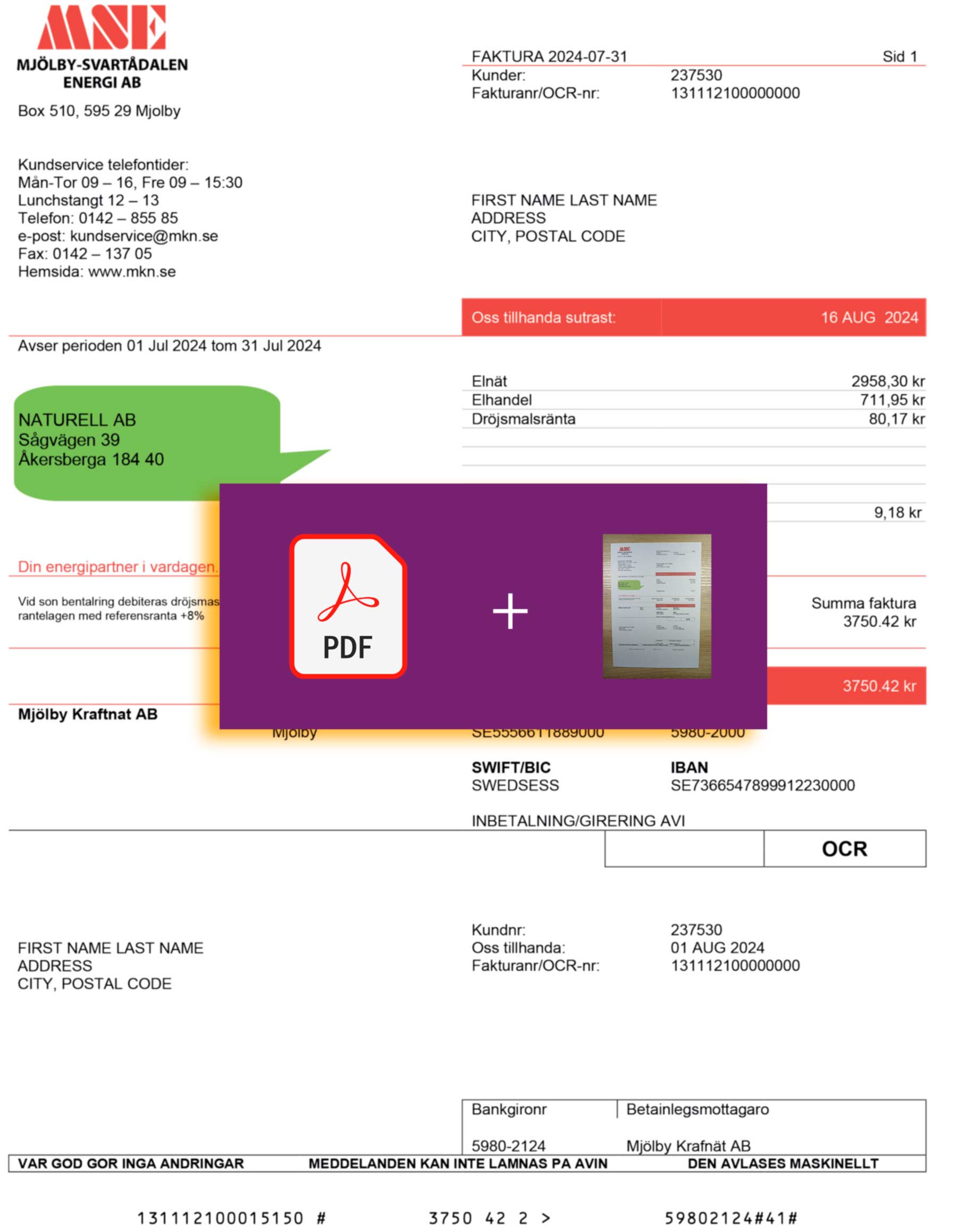 Downloadable {utility type} bill from {Provider}, {State} – banner included