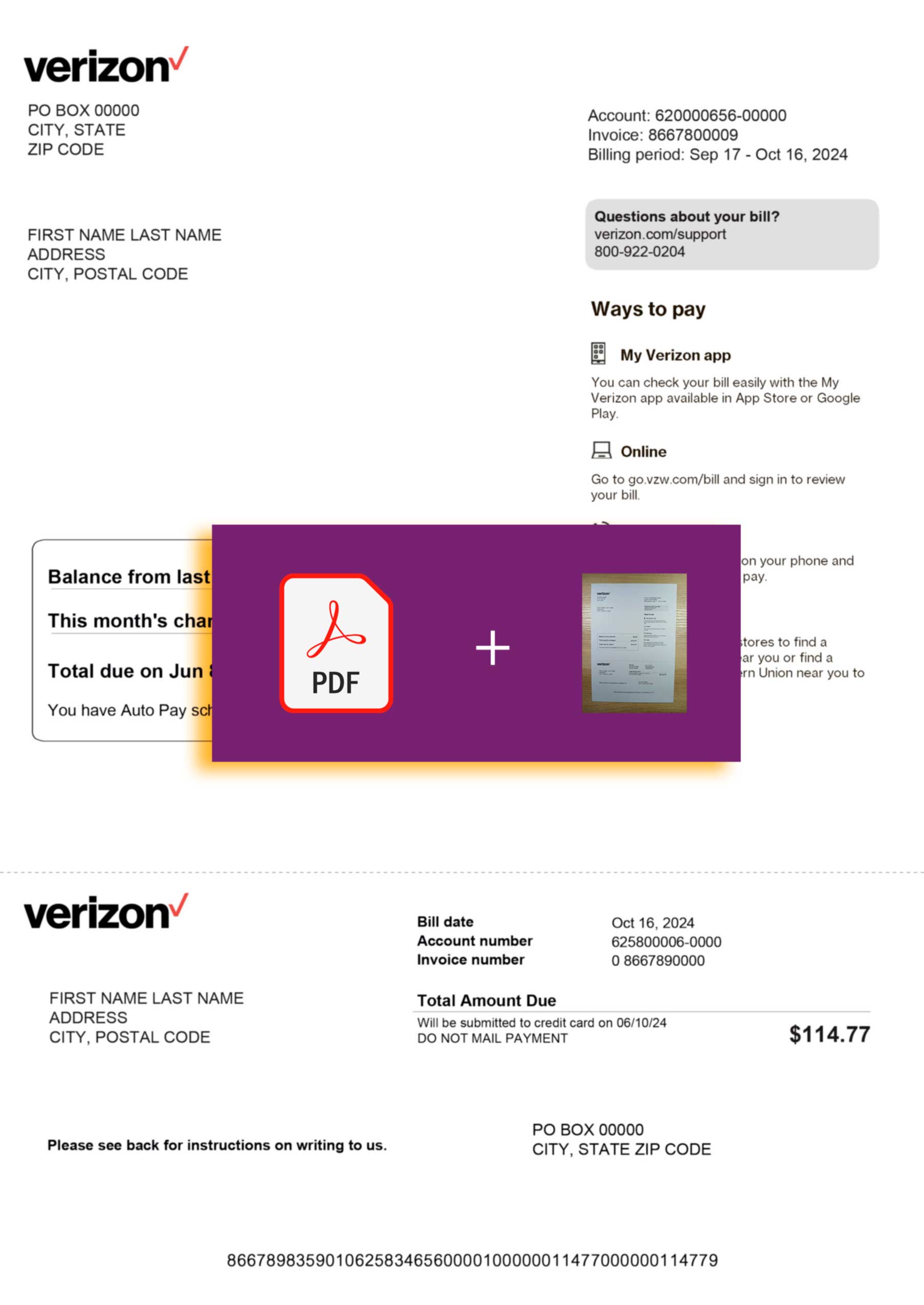 {Provider} document for {State} – proof-of-address label applied